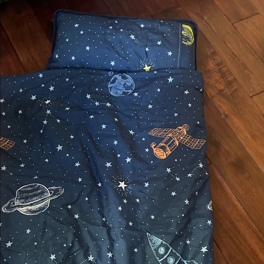 Kids Space-Themed Navy nap mat